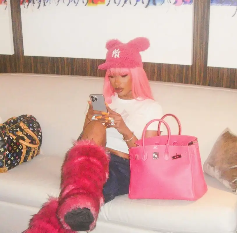 Megan Thee Stallion outfit in IceCream, Louis Vuitton, and Takashi Murakami, 2025