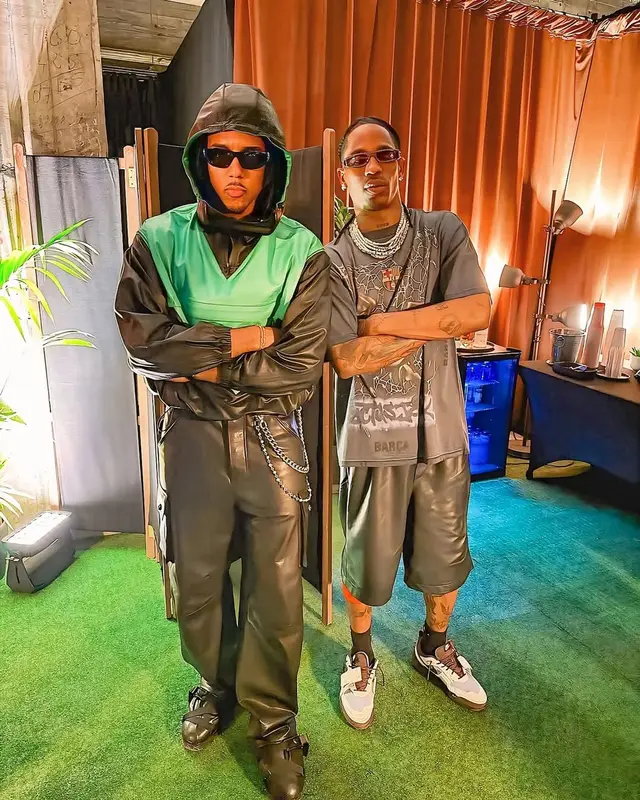 Travis Scott outfit in Travis Scott Merch, Rick Owens, and FC Barcelona, 2025