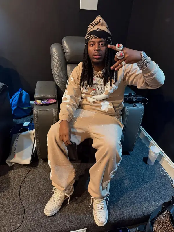 YN Jay outfit in Spider Worldwide, Nike, and Balenciaga, 2025