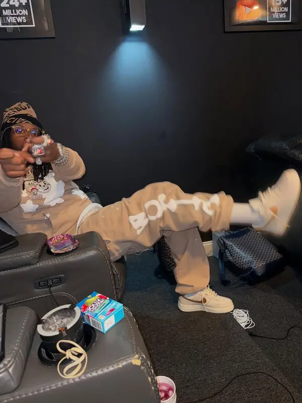 YN Jay outfit in Spider Worldwide, Nike, and Balenciaga, 2025