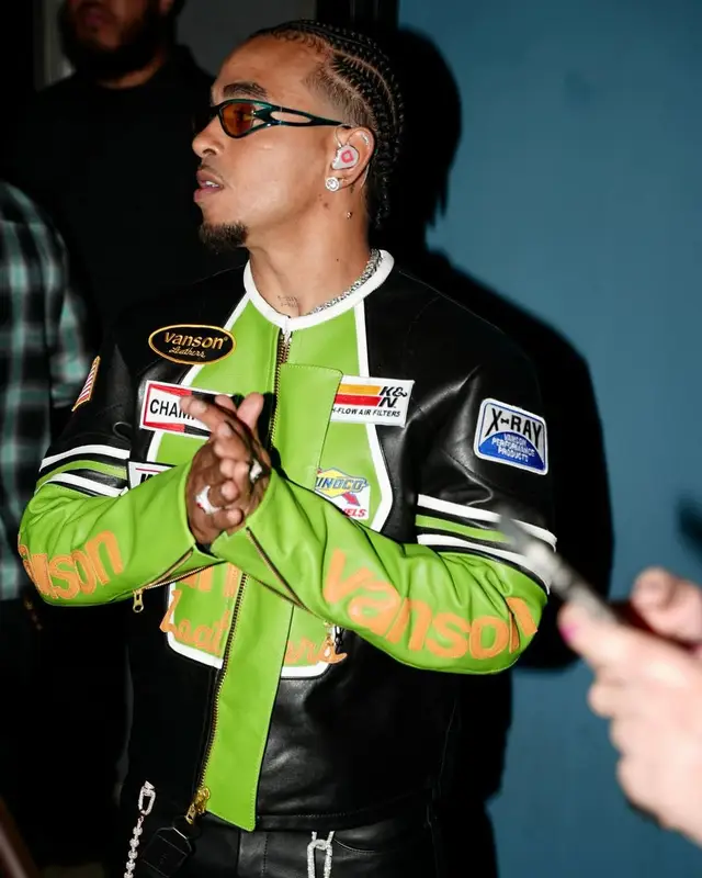 Ozuna outfit in Vanson Leathers, Straye, and B.B. Simon, 2025