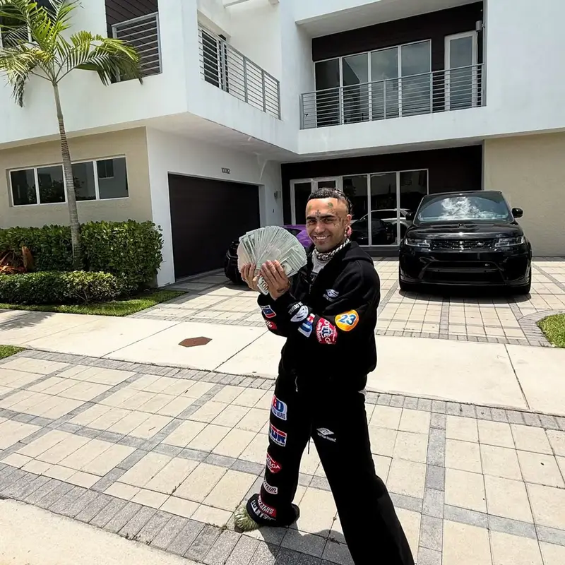 Lil Pump outfit in Bottega Desires and Bravest Studios, 2025