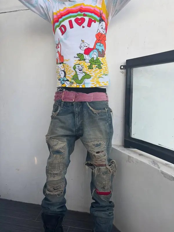 Yung Fazo outfit in Dior, Chrome Hearts, and John Galliano, 2025
