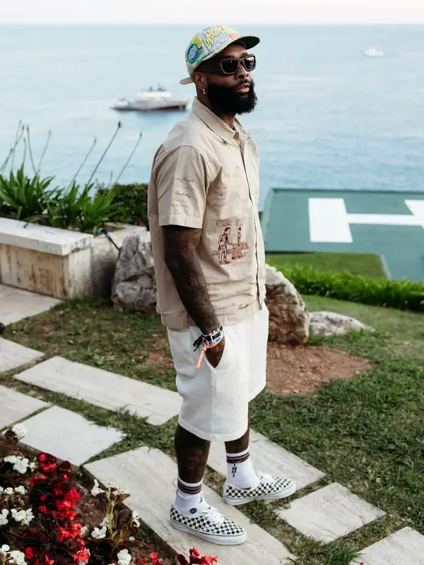 Odell Beckham Jr outfit in Vans, Bottega Veneta, and Mattias Gollin, 2025