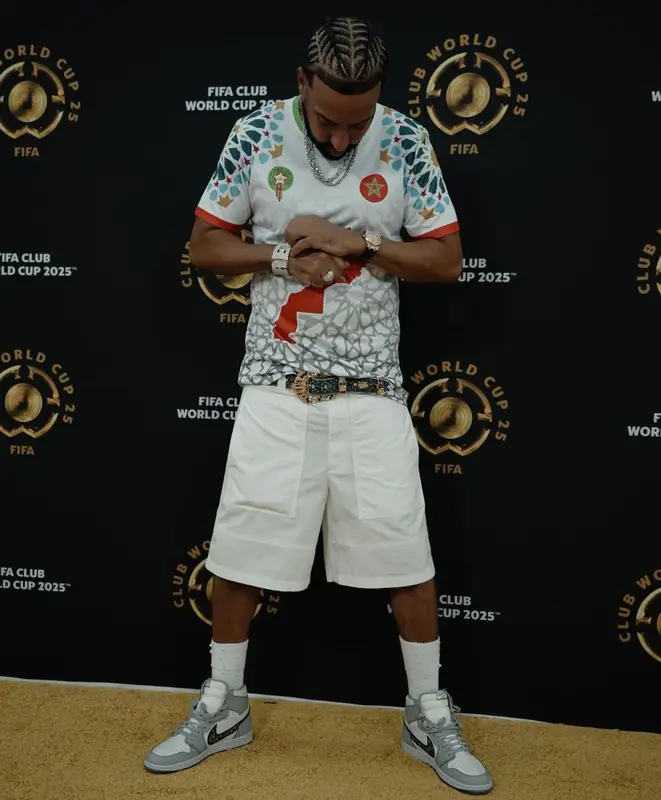 French Montana outfit in Vintage, B.B. Simon, and Ethika, 2025