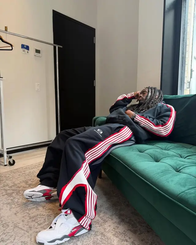 Kai Cenat outfit in Balenciaga, Jordan, and Jacob & Co., 2025