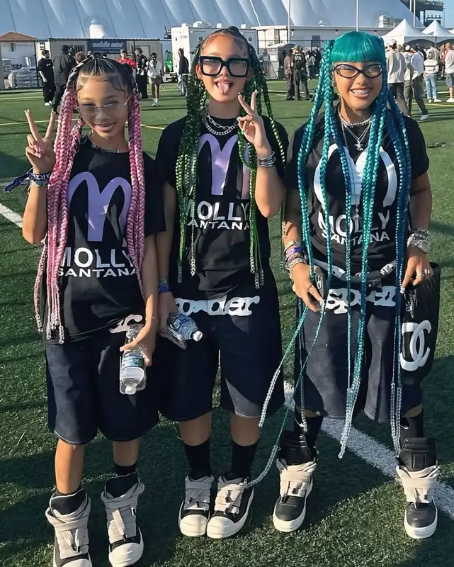 North West outfit in Spider Worldwide, Chanel, and Nike, 2025