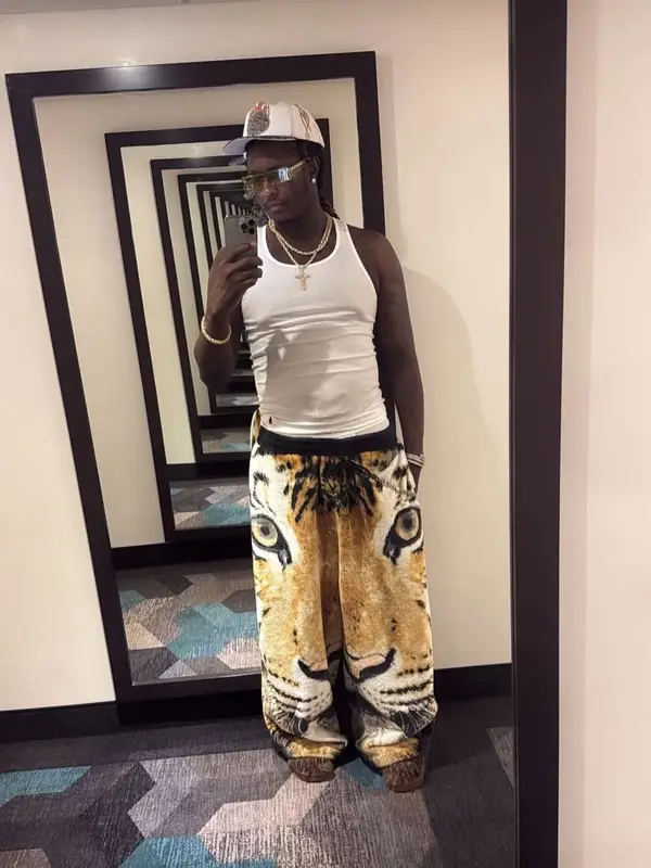 Young Thug outfit in Polo Ralph Lauren, Rick Owens, and Bossi, 2025