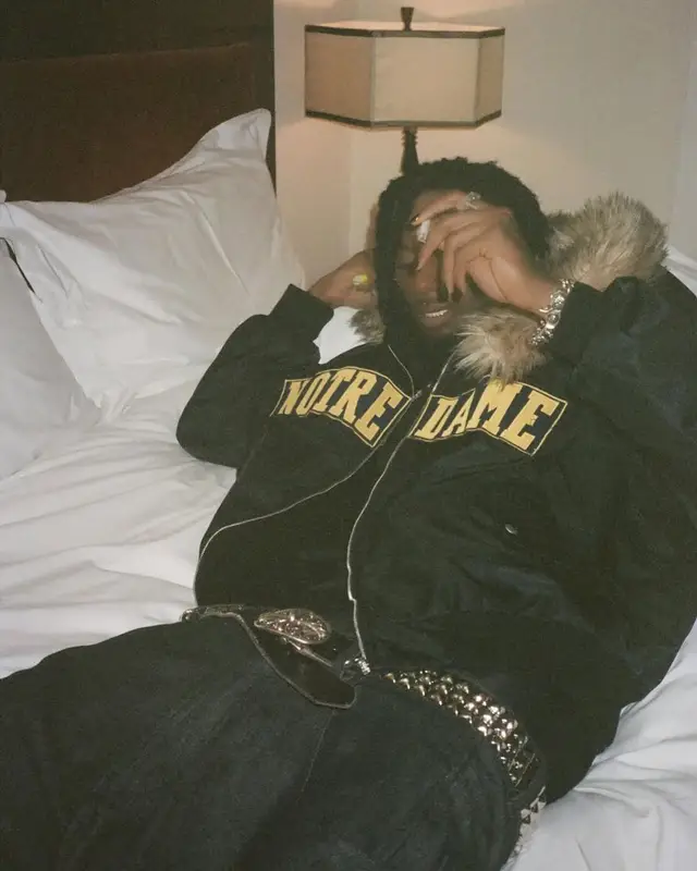 Playboi Carti outfit in Marking Distance, Davidenth, and Chrome Hearts, 2025