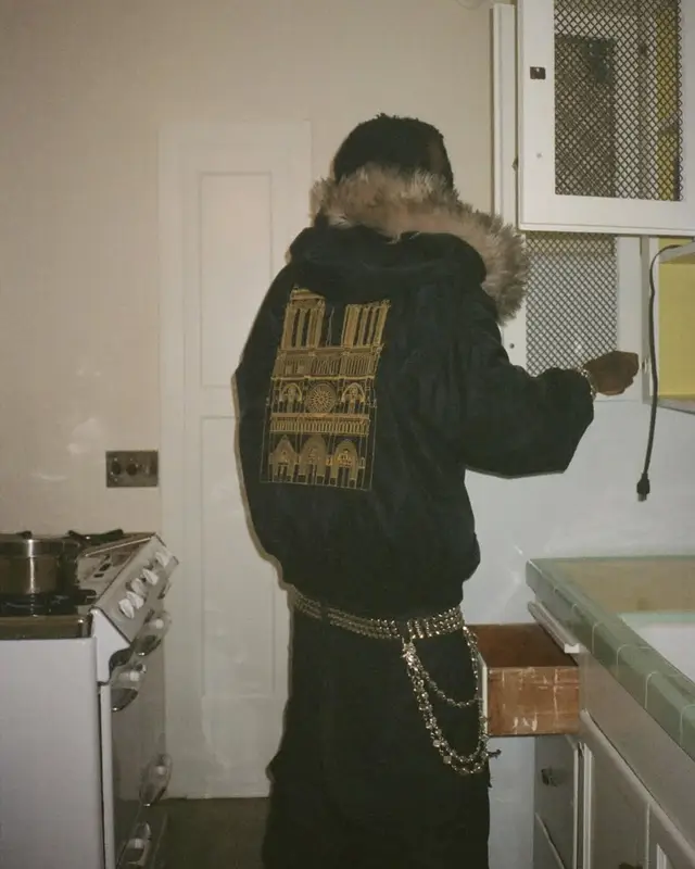 Playboi Carti outfit in Marking Distance, Davidenth, and Chrome Hearts, 2025