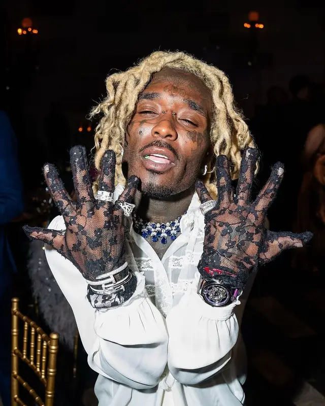 Lil Uzi Vert outfit in Valentino, Simone Rocha, and Comme Des Garcons, 2025
