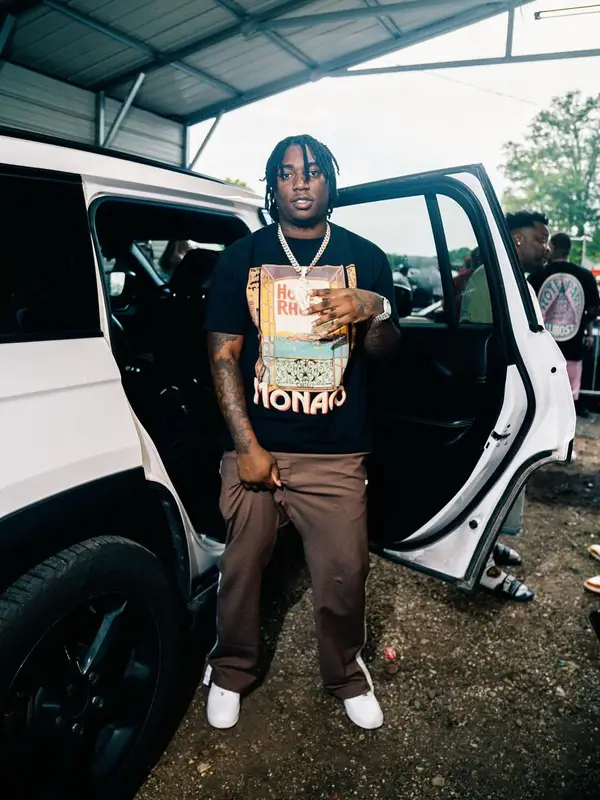 Fredo Bang outfit in Rhude, Nike, and Audemars Piguet, 2025