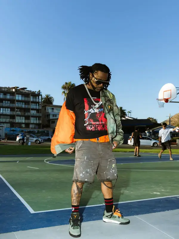 03 Greedo outfit in Maison Margiela, B.B. Simon, and Louis Vuitton, 2025