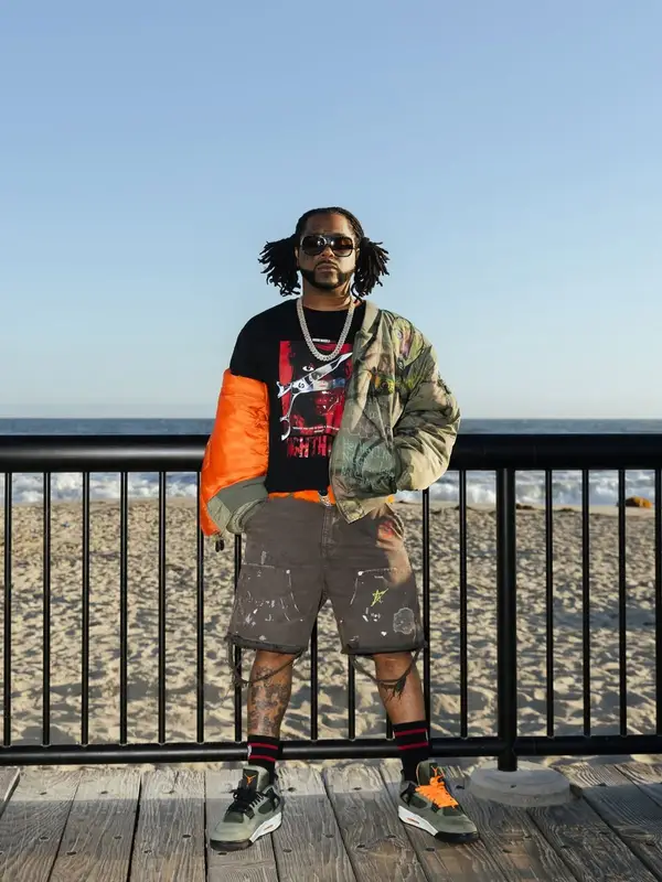03 Greedo outfit in Maison Margiela, B.B. Simon, and Louis Vuitton, 2025