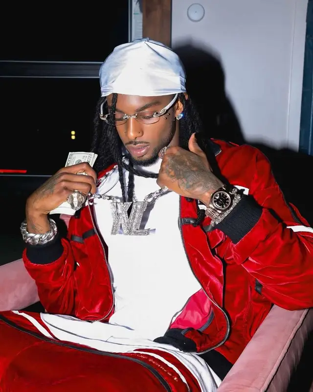 Playboi Carti outfit in Chrome Hearts, Pro Club, and Rolex, 2025