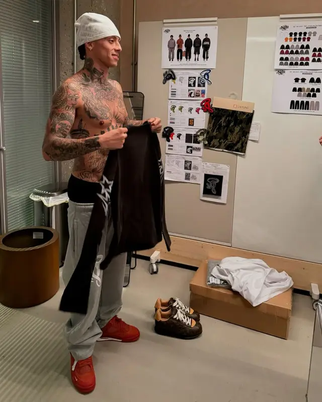Central Cee outfit in Nike, Louis Vuitton, and Jordan, 2025