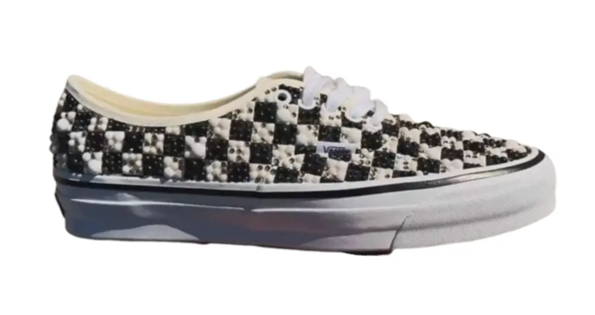 Vans × Mattias Gollin Checkered Lace Up Custom Pearl Sneakers 