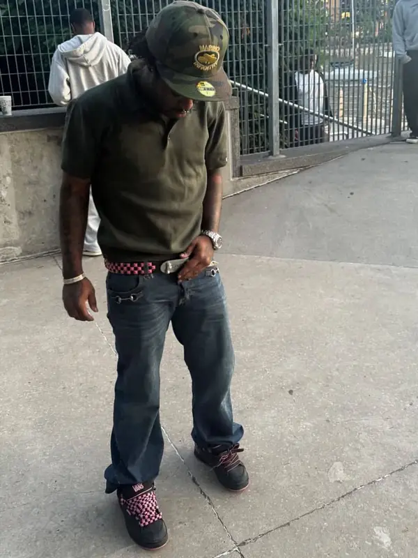 Lil Uzi Vert outfit in Gucci, New Era, and Marino Infantry, 2026