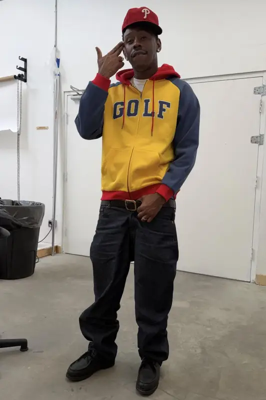 Tyler, The Creator outfit in Golf Wang, Paraboot, and New Era, 2026