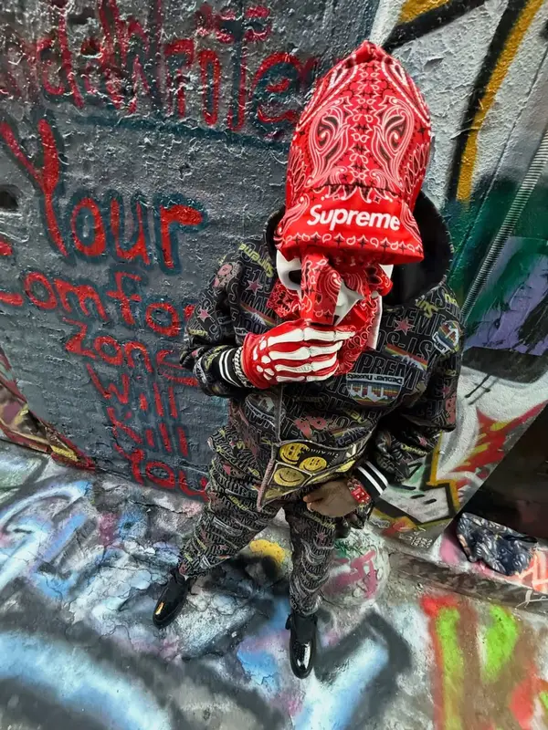Fenix Flexin outfit in Mitchell & Ness, Kapital, and Supreme, 2026