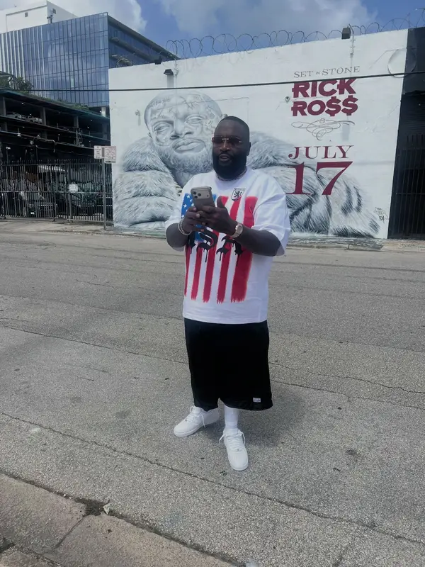 Rick Ross outfit in Heights District, Pro Club, and Nike, 2026