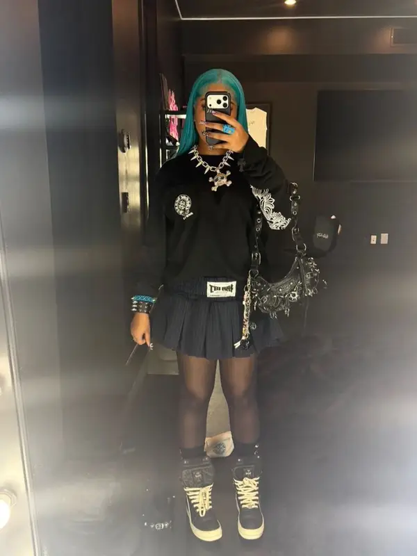 North West outfit in Chrome Hearts, Balenciaga, and Skims, 2026