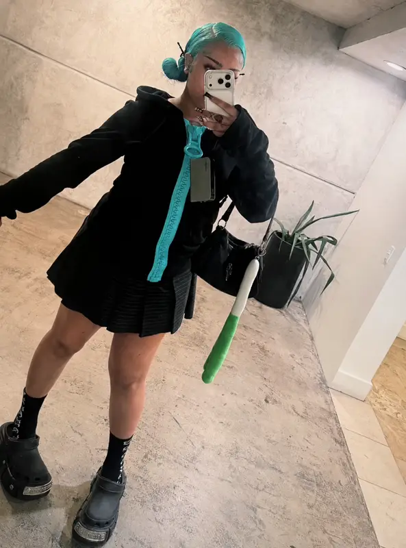 North West outfit in Chrome Hearts, Balenciaga, and Crocs, 2026