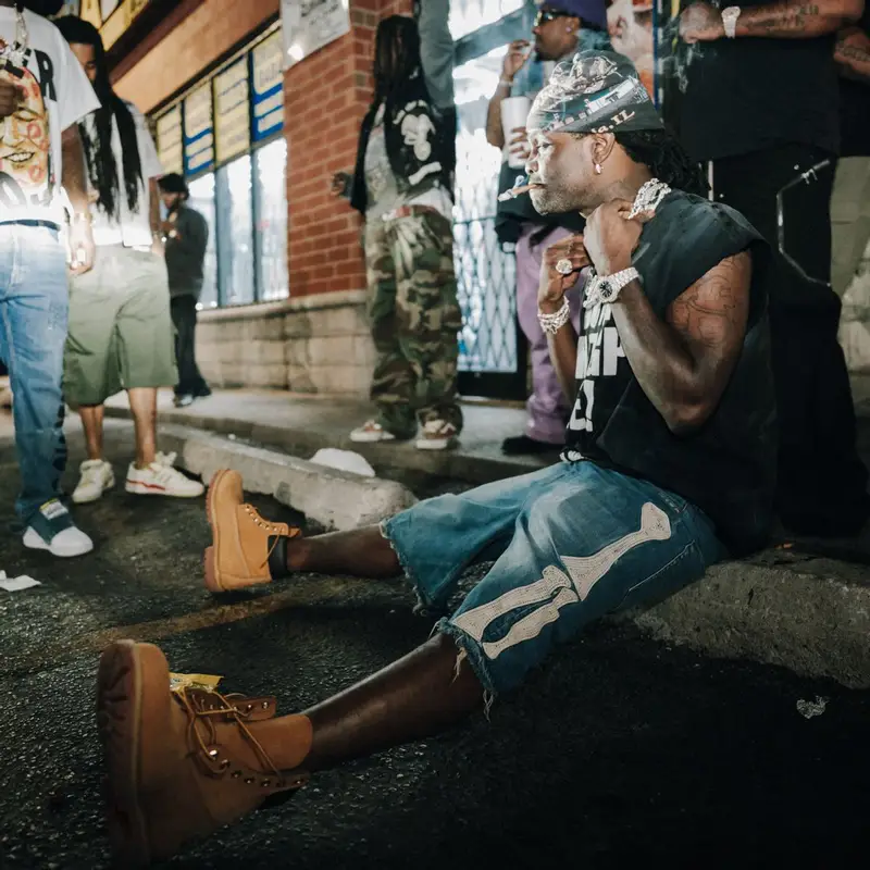 Chief Keef outfit in Satoshi Nakamoto, Kapital, and Timberland, 2026