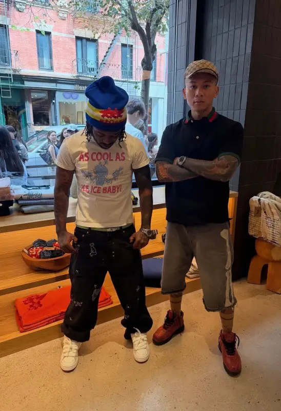 Lil Uzi Vert outfit in Walter van Beirendonck, Hermes, and Stussy, 2026