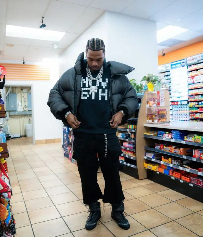 Lil Baby outfit in Rick Owens, Lil Baby Merch, and Maison Margiela, 2026