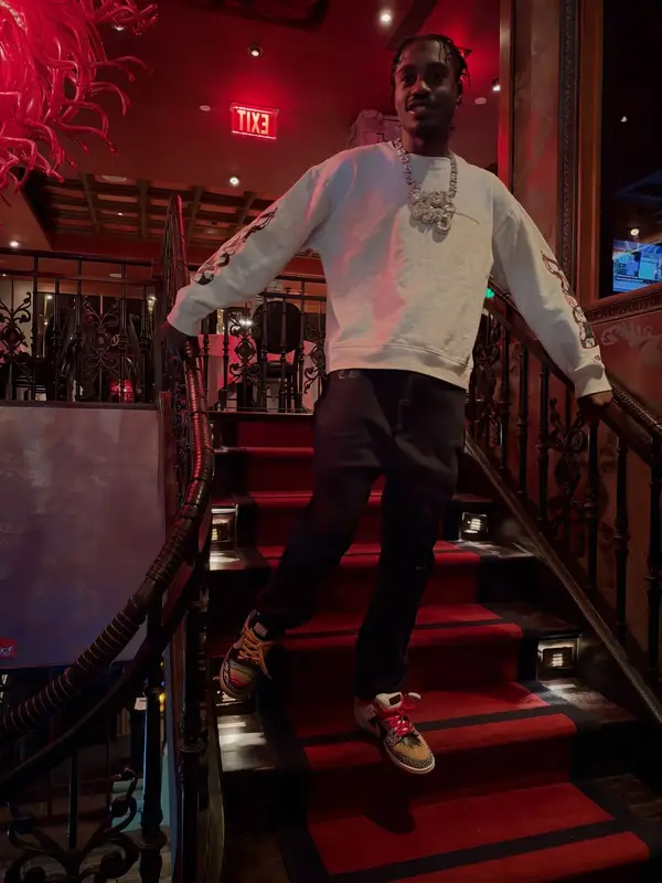 Lil Tjay outfit in Chrome Hearts, Nike, and Matty Boy, 2026