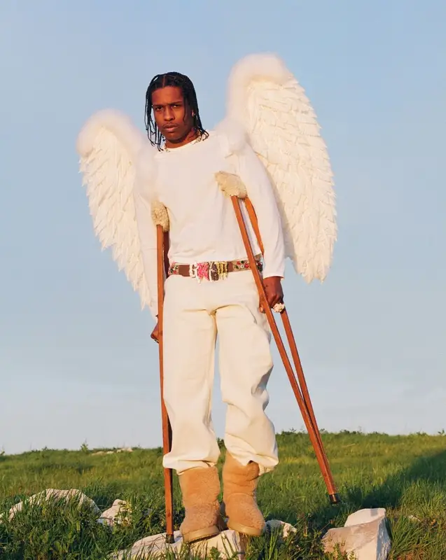 ASAP Rocky outfit in Chopova Lowena, Loewe, and Alex Moss, 2026