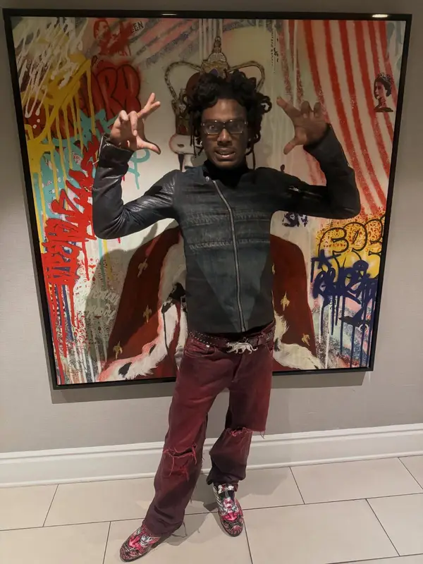 Teezus outfit in Rick Owens, Adidas, and Chrome Hearts, 2026