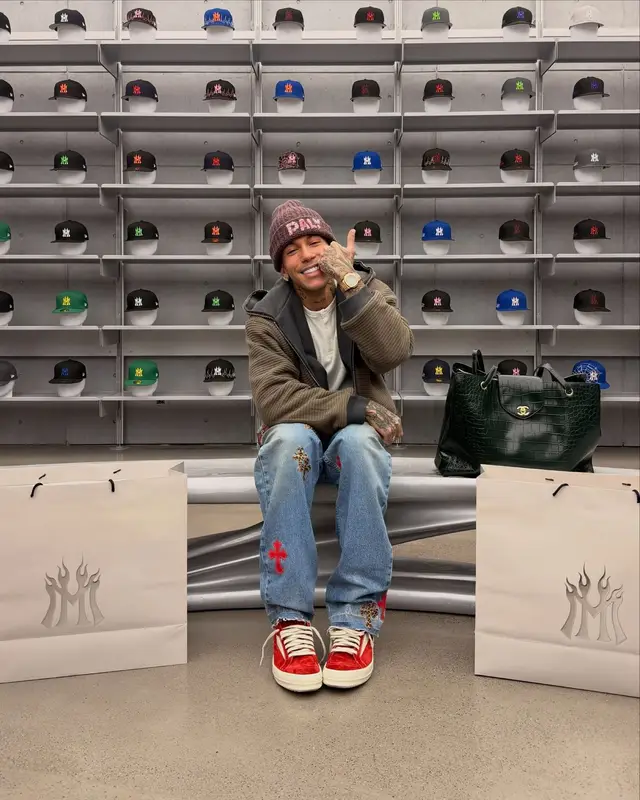 Sfera Ebbasta outfit in Chrome Hearts, Mannahatta NYC, and Chanel, 2026