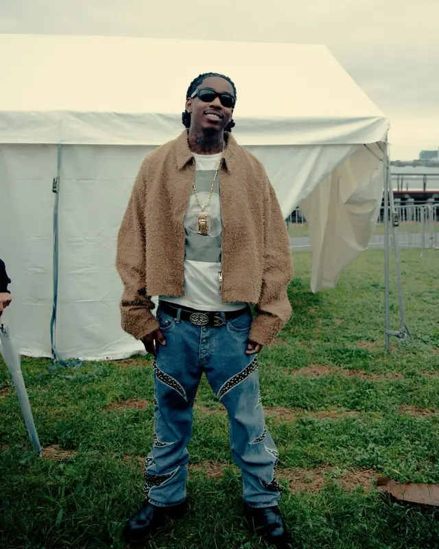 Polo G outfit in Filth, Kapital, and Ray-Ban, 2026