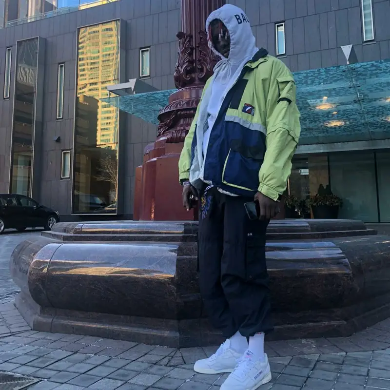 Lil Yachty outfit in Balenciaga, Supreme, and Hanes, 2018
