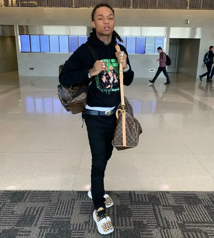 Swae Lee outfit in Balenciaga, Prada, and Louis Vuitton, 2019