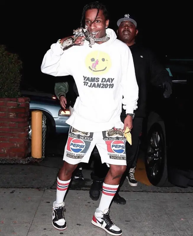 ASAP Rocky outfit in Cactus Plant Flea Market, Union Los Angeles, and Nike, 2019