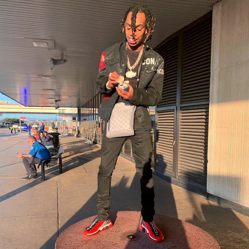 YNW Melly outfit in Dsquared2, Dolce & Gabbana, and Louis Vuitton, 2019