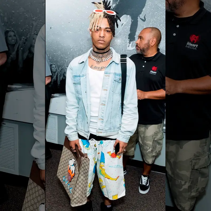 XXXTentacion outfit in Louis Vuitton, Gucci, and Clouted Up, 2018