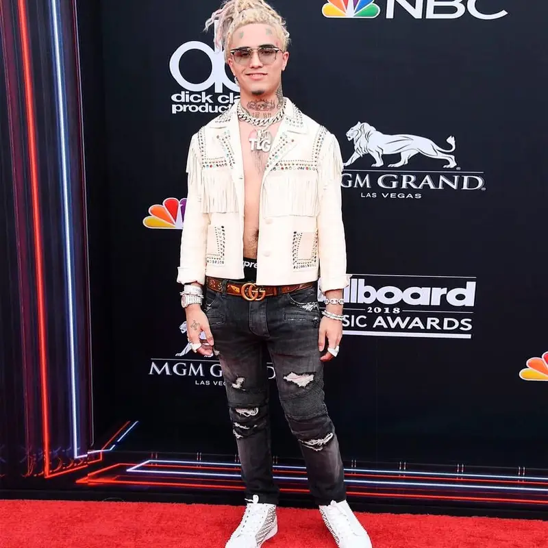Lil Pump outfit in Gucci, Balmain, and Supreme, 2018