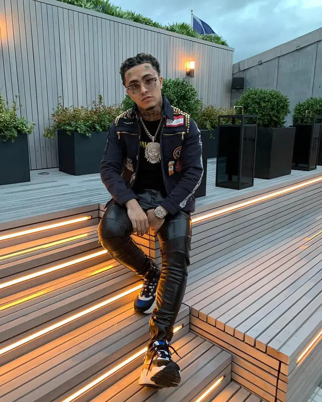 Lil Pump outfit in The Saints Sinphony, Unhappy, and Balmain, 2019