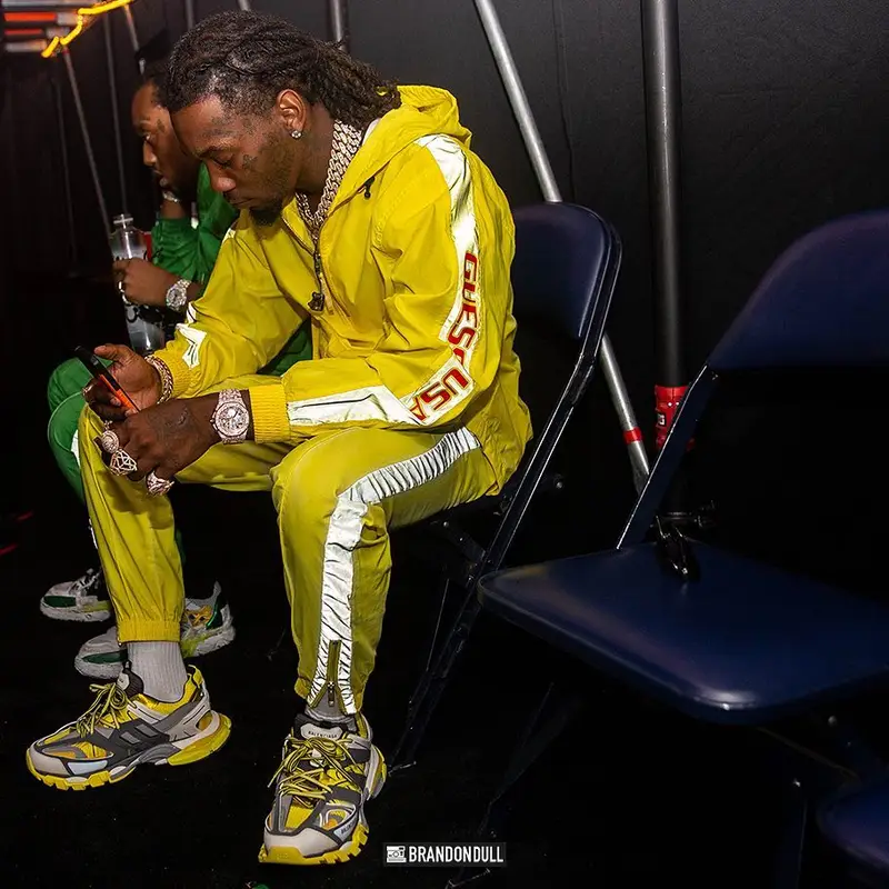 Offset outfit in Guess and Balenciaga, 2019