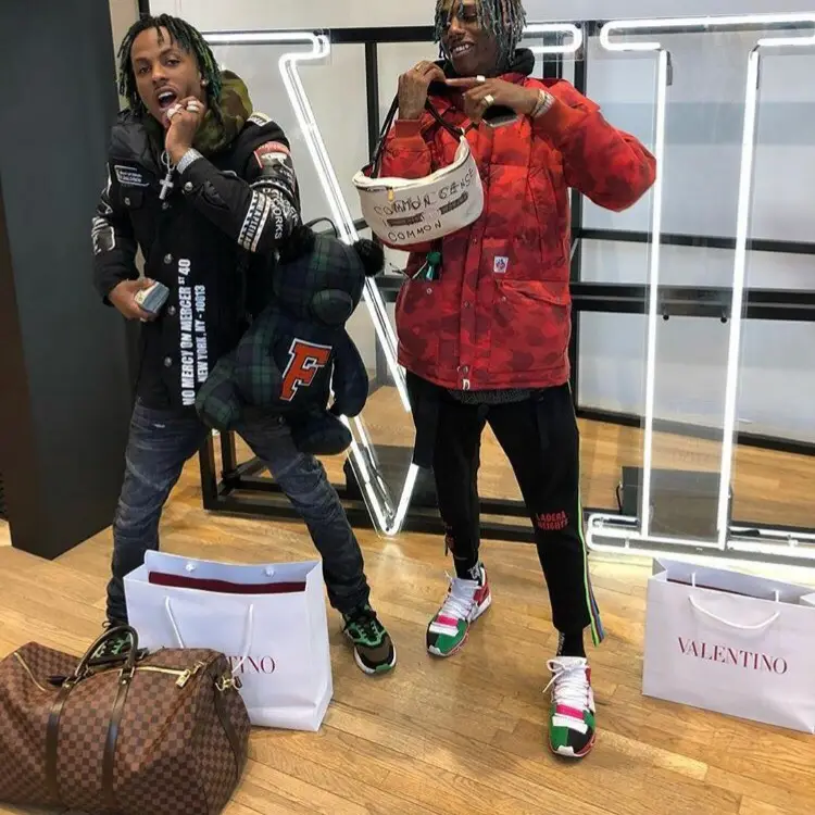 Rich The Kid outfit in Philipp Plein, Valentino Garavani, and Puma, 2018