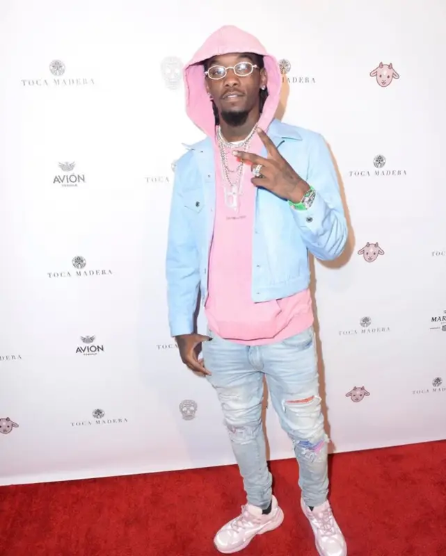 Offset outfit in Helmut Lang, Saint Laurent, and Amiri, 2019