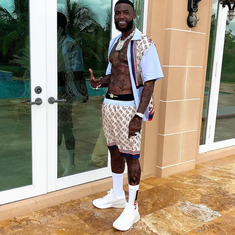 Gucci Mane outfit in Gucci, Alexander McQueen, and Balenciaga, 2019