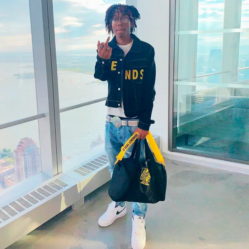 Lil Tecca outfit in Vlone, B.B. Simon, and Lyrical Lemonade, 2019