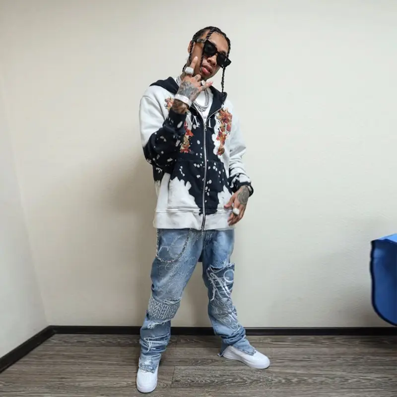 Tyga outfit in Amiri, Off-White, and Louis Vuitton, 2019