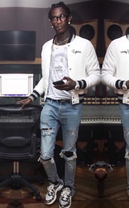 Young Thug outfit in Amiri, Enfants Riches, and Chanel, 2018