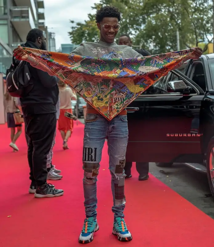 A Boogie Wit Da Hoodie outfit in Dior, Amiri, and Hermes, 2019